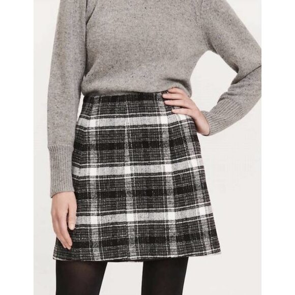 TYLER BOE Plaid Four Panel Mini Skirt in Black Preppy Academia - Size US 4 NWT - Picture 1 of 11